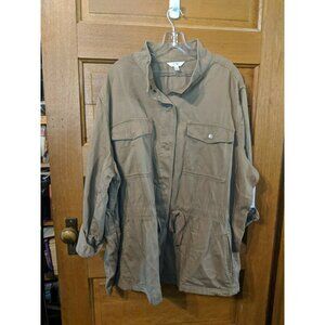 Terra & Sky Plus Size 0X Brown Light Weight Snap Utility Jacket 14W
